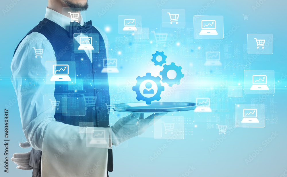 © ra2 studio - Waiter serving business idea concept © ra2 studio - Waiter serving business idea concept