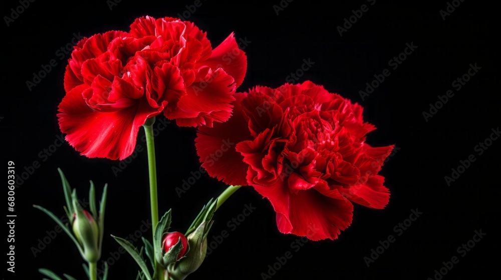 mourning red carnations on a black background. mourning red carnations on a black background.