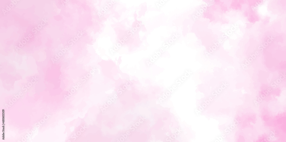 Pink watercolor background for your design, watercolor background concept, vector .Glamour fairytale backdrop. Sky cloud clear Delicate card. Elegant decoration. Fantasy pastel color.