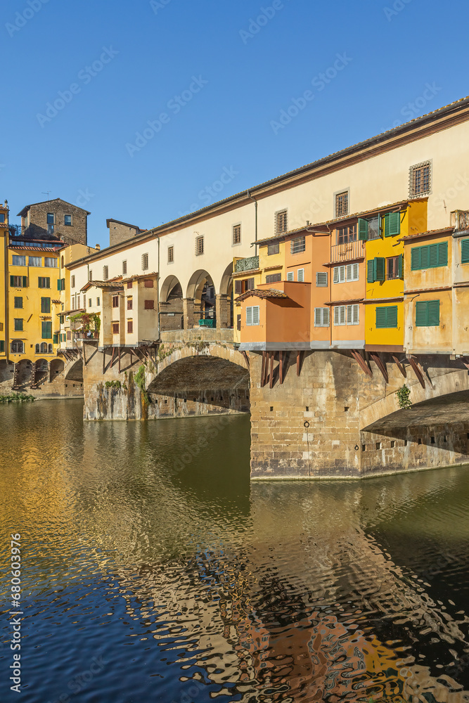 Ponte Vecchio Bridge having been built in the 1350. (Florence, Tuscany, Italy). Vertically. 