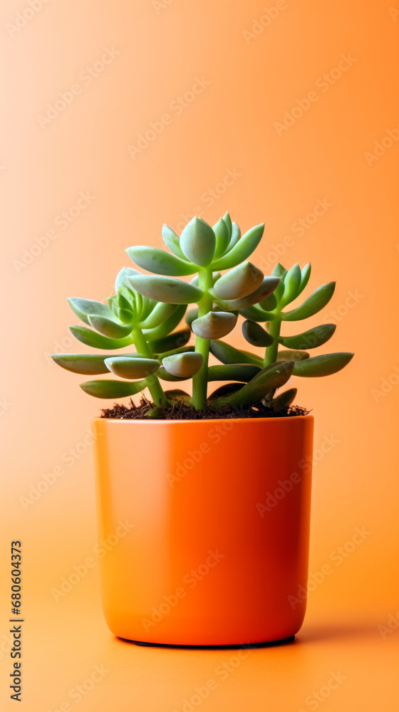 Green Succulent on Orange Background Green Succulent on Orange Background