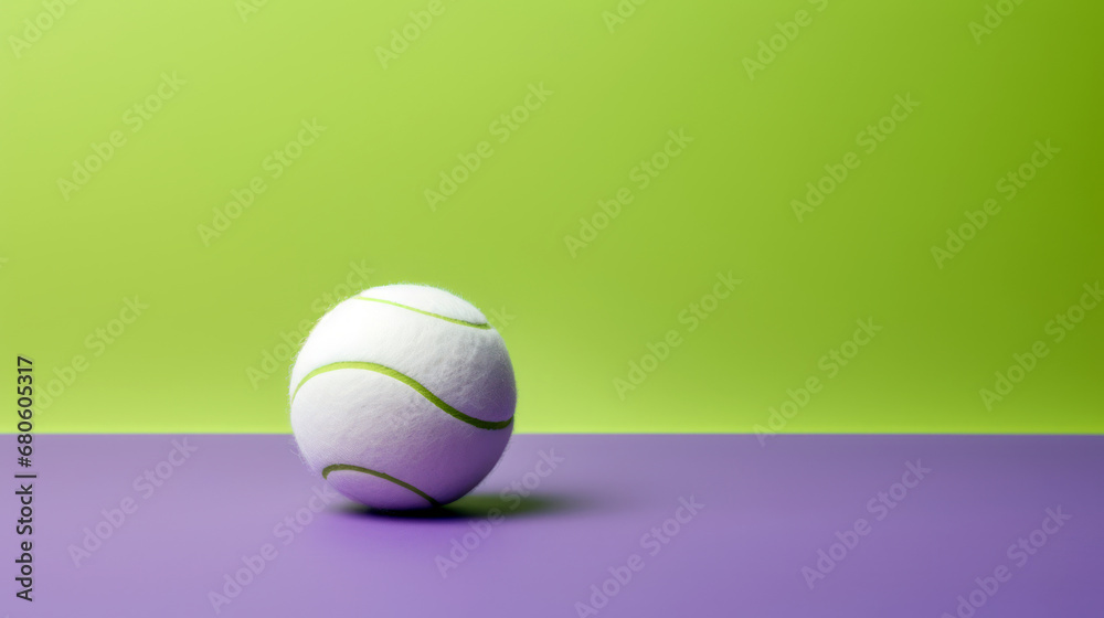 Green Tennis Ball on Purple Background