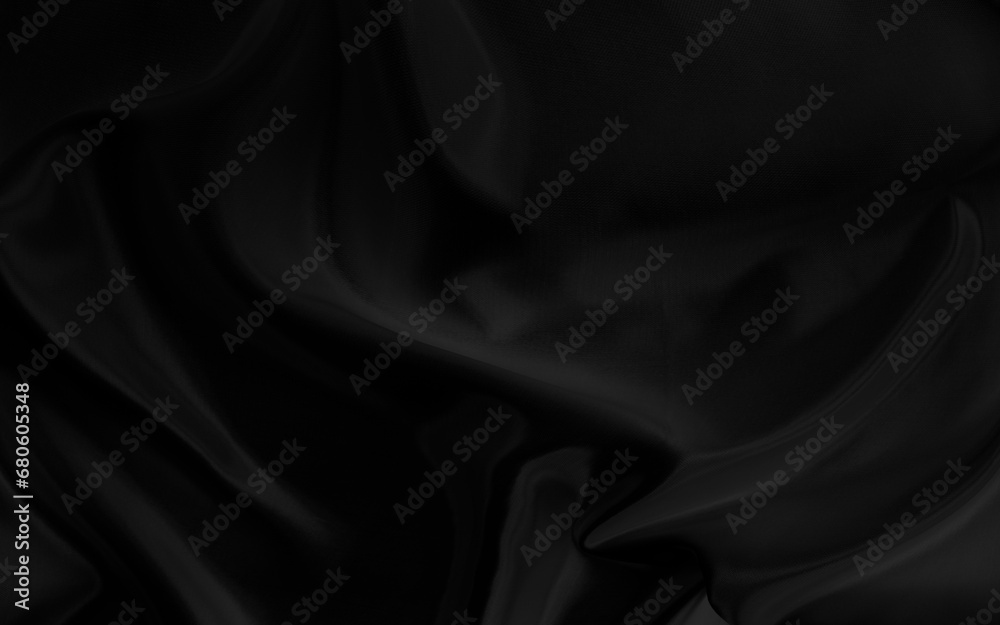 Fototapeta premium Black gray satin dark fabric texture luxurious shiny that is abstract silk cloth background with patterns soft waves blur beautiful.