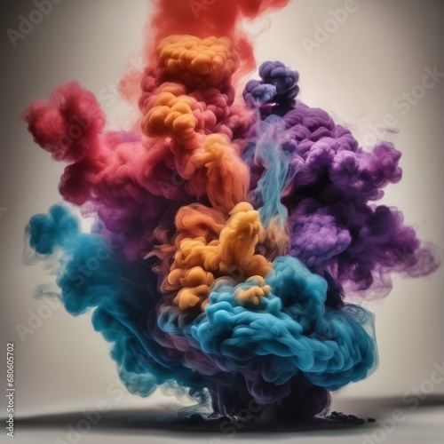 colorful smoke on black. 3d render illustration. colorful smoke on black. 3d render illustration. colorful smoke in the shape of the head. abstract background.