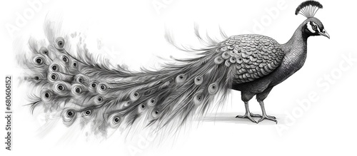 abstract illustration of beautiful peacocks in mating season on white background photo