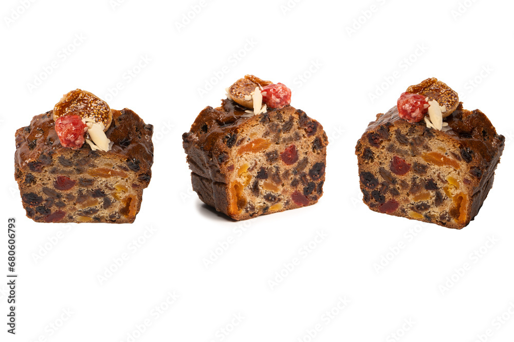 A cake with dried fruits, raisins almonds, dried strawberry. A cake with dried fruits, raisins almonds, dried strawberry.