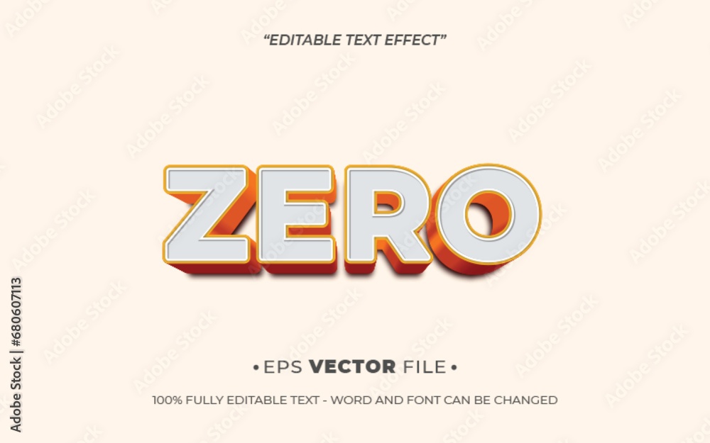Zero text effect 3d editable vector Zero text effect 3d editable vector