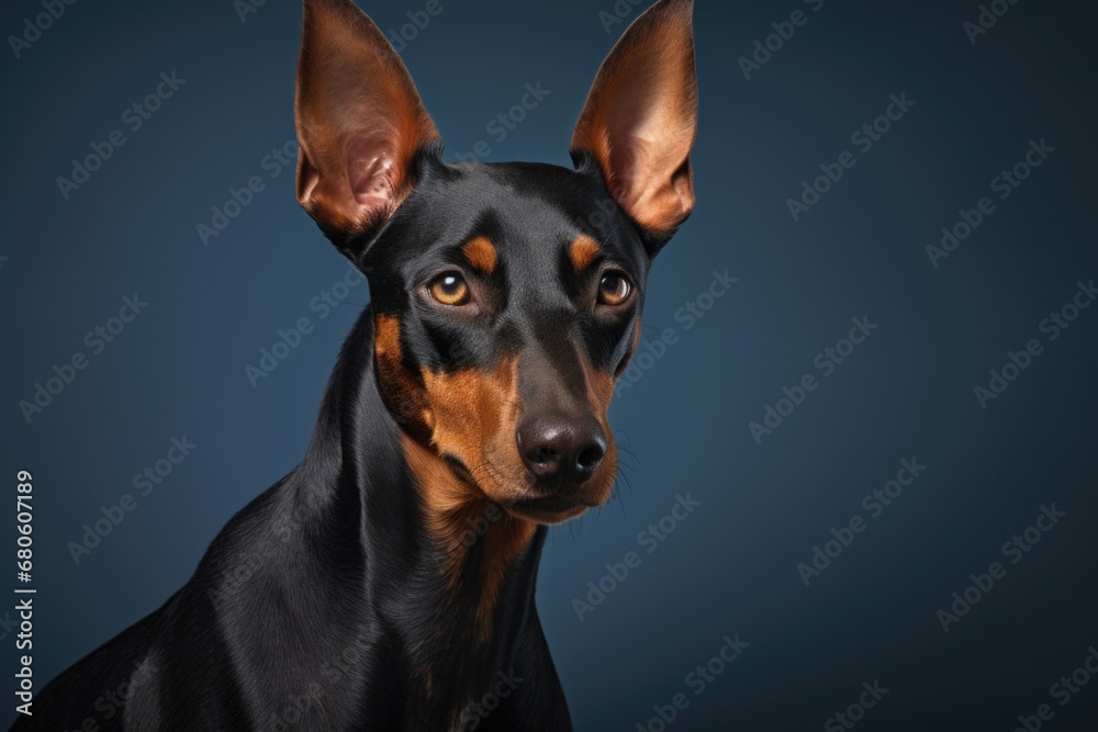 A close-up photograph of a dog on a vibrant blue background. This image is perfect for various uses, including pet-related articles, social media posts, and advertising campaigns A close-up photograph of a dog on a vibrant blue background. This image is perfect for various uses, including pet-related articles, social media posts, and advertising campaigns
