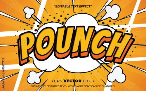 Pounch comic pop up style text effect editable vector