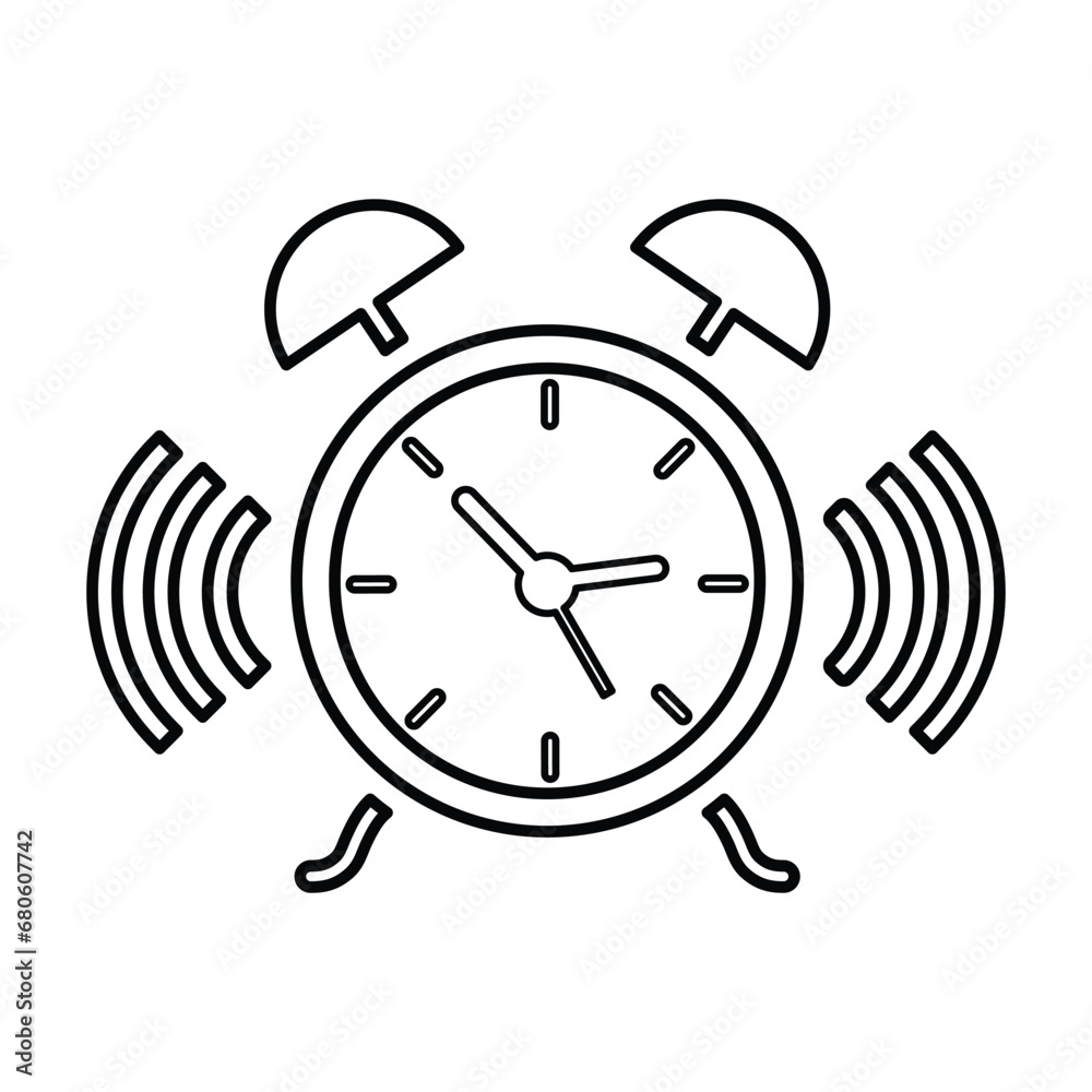 Alarm Clock Icon In Outline Style Alarm Clock Icon In Outline Style