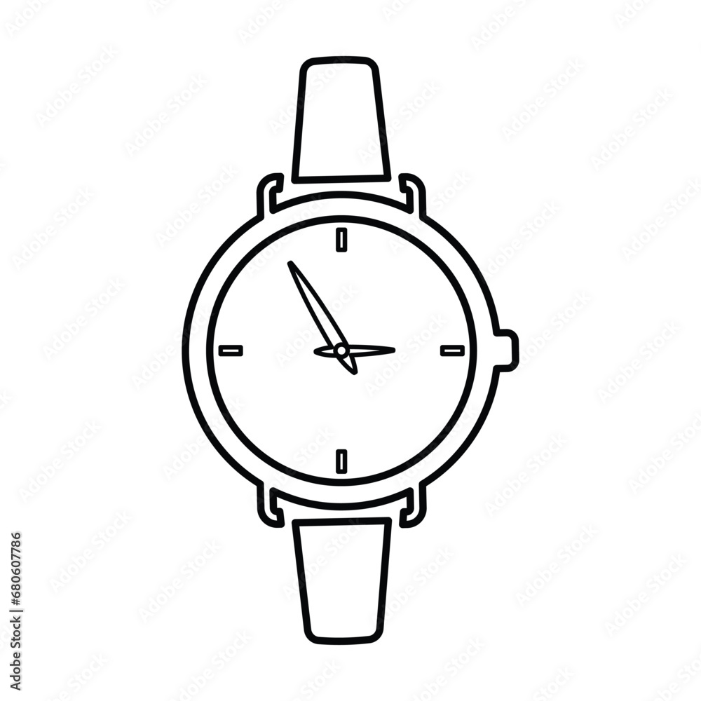 Hand Watch Icon In Outline Style Hand Watch Icon In Outline Style