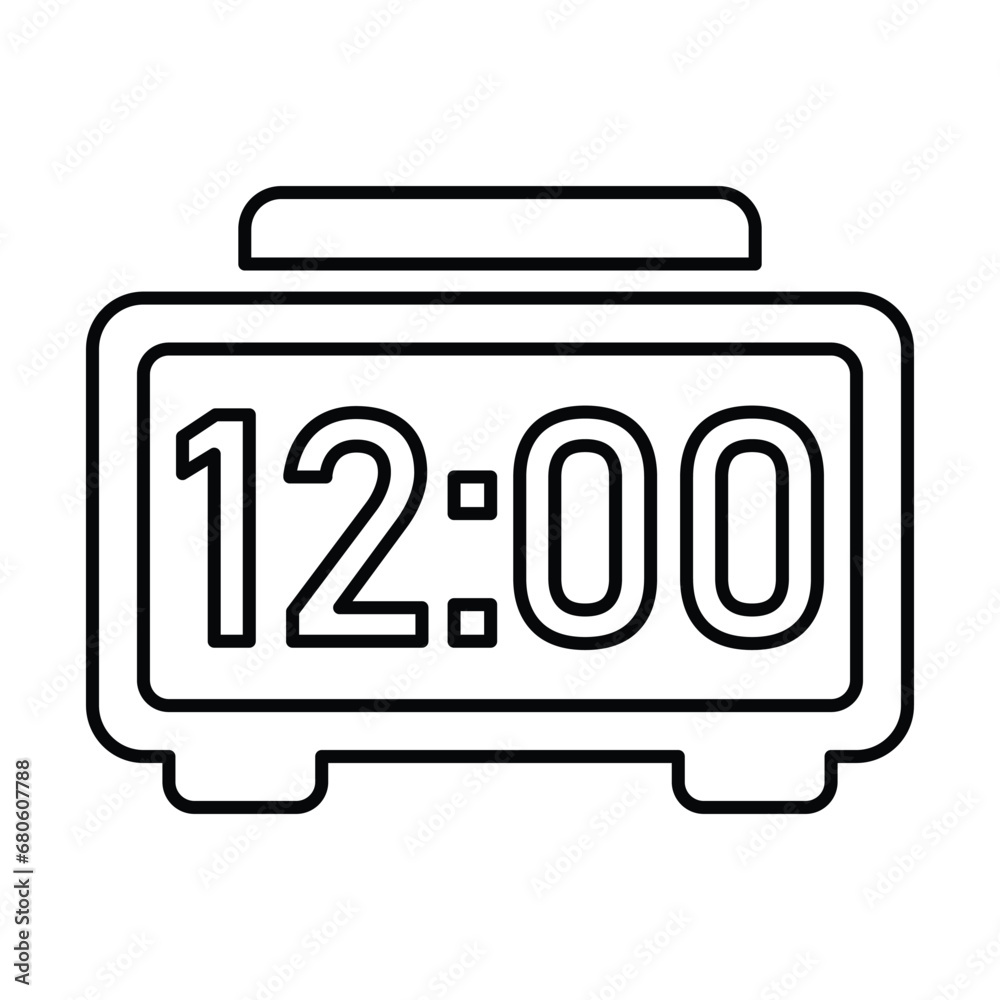 Digital Clock Icon In Outline Style Digital Clock Icon In Outline Style