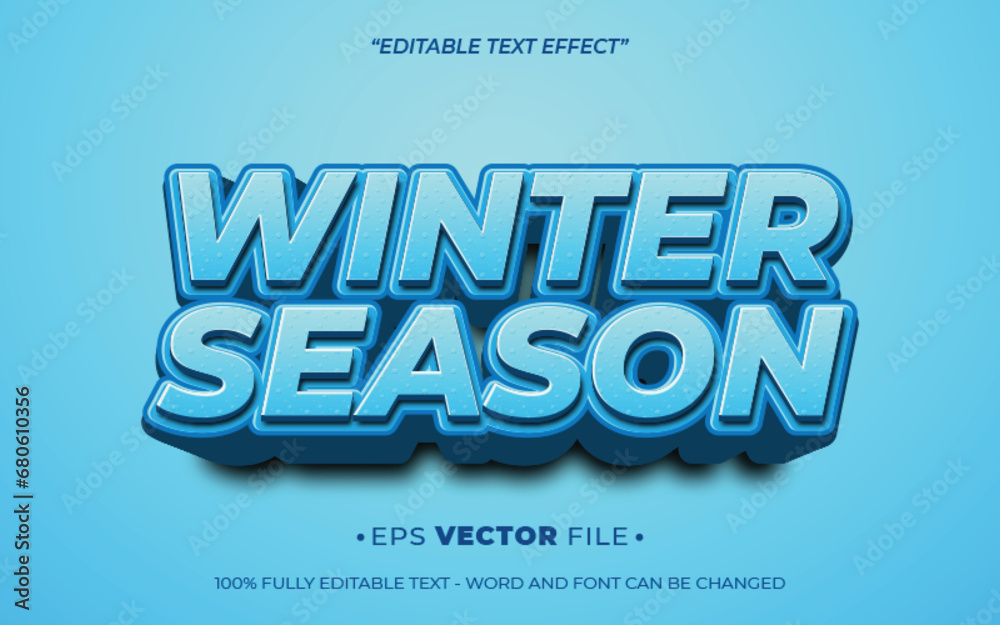 Obraz premium Winter Season 3d text effect editable vector