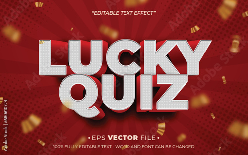 Lucky Quiz text effect 3d editable vector