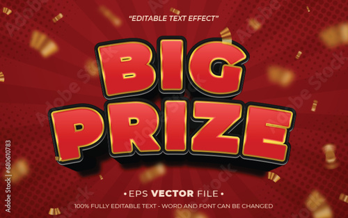 Big Prize text effect 3d editable vector