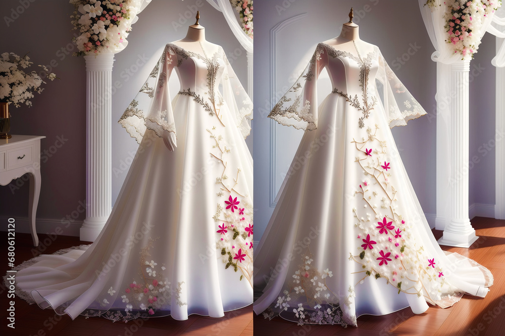 A beautiful wedding dress. Discover the Perfect Wedding Dress for Your Unforgettable Day. Generative AI A beautiful wedding dress. Discover the Perfect Wedding Dress for Your Unforgettable Day. Generative AI