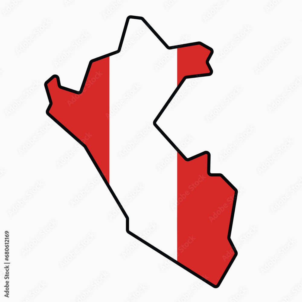 Outline drawing of Peru flag map. Outline drawing of Peru flag map.