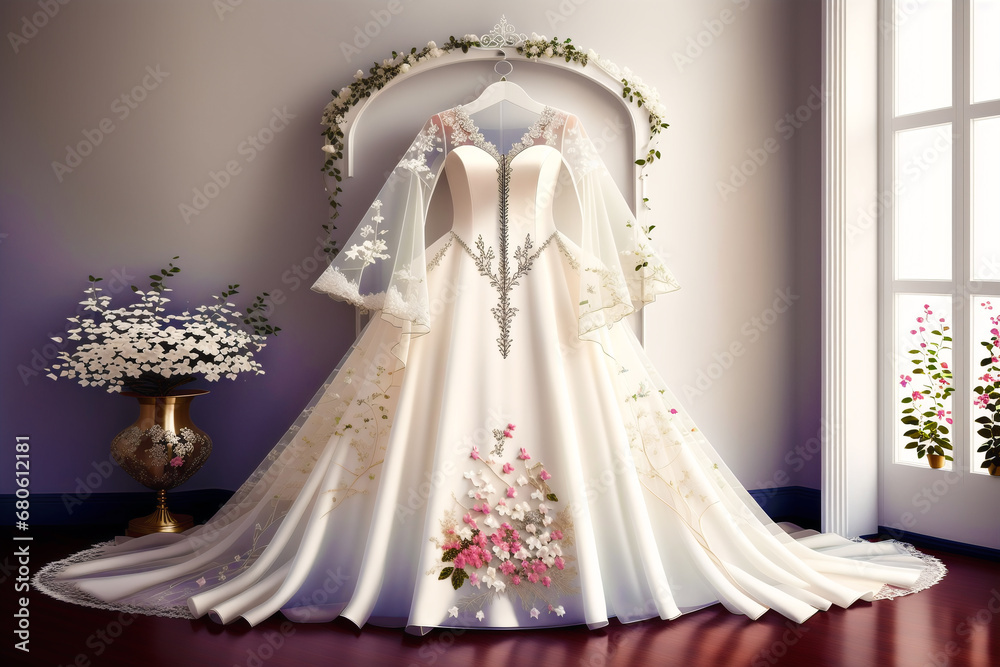 A beautiful wedding dress. Discover the Perfect Wedding Dress for Your Unforgettable Day. Generative AI A beautiful wedding dress. Discover the Perfect Wedding Dress for Your Unforgettable Day. Generative AI