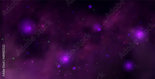Space vector background with realistic nebula and shining stars. Magic colorful galaxy with stardust