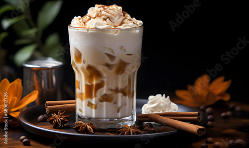 Iced Chai Latte with Cozy Winter Spices and Whipped Cream