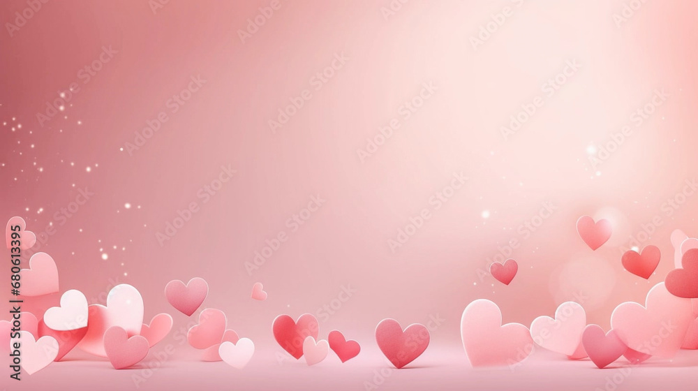 copy space, stockphoto, beautiful valentine background with hearts and romatic colors. Romantic backbround or wallpaper for valentine’s day. Beautiful design for card, greeting card. - obrazy, fototapety, plakaty 