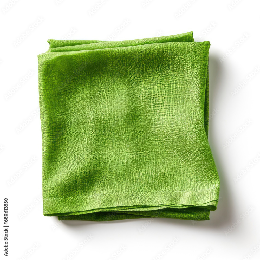 Green napkin on a white background