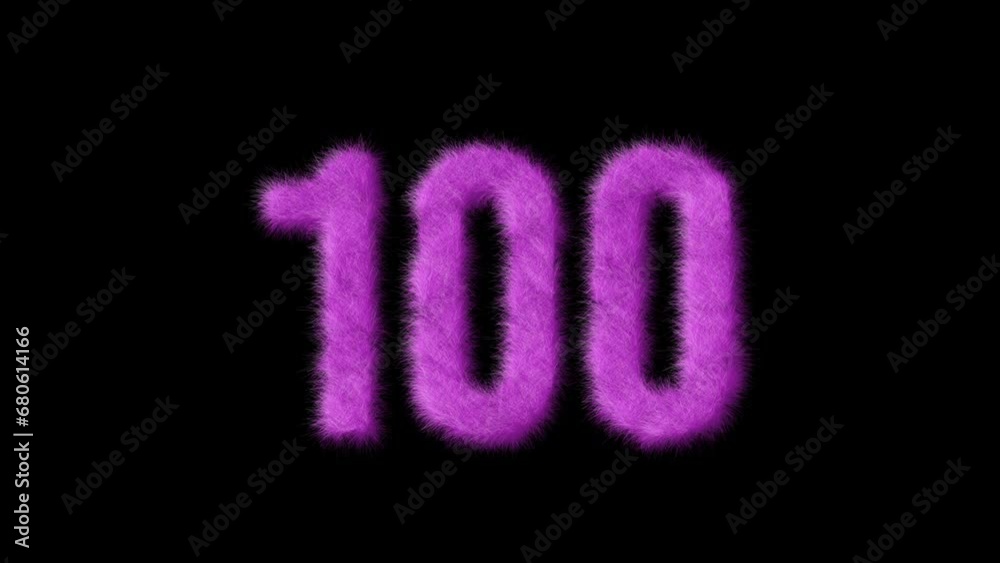Pink furry number 100 with alpha channel, furry number, barbie