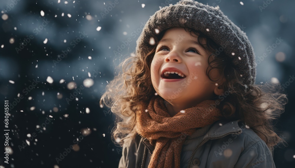 A Joyful Winter Wonderland: Little Girl's Delightful Laughter in the Snow A Joyful Winter Wonderland: Little Girl's Delightful Laughter in the Snow
