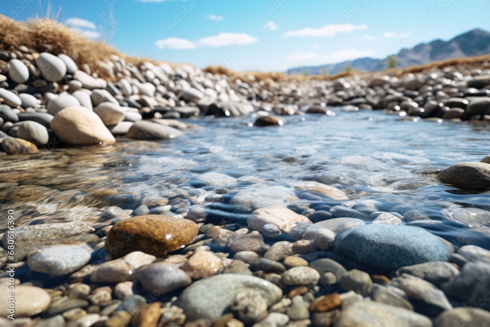 A picture of a stream of water flowing over rocks. Perfect for nature and outdoor-themed designs