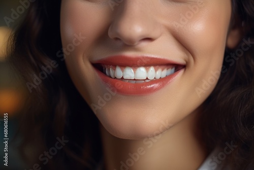A close up of a woman with a toothbrush in her mouth. This image can be used to promote dental hygiene and oral care products.
