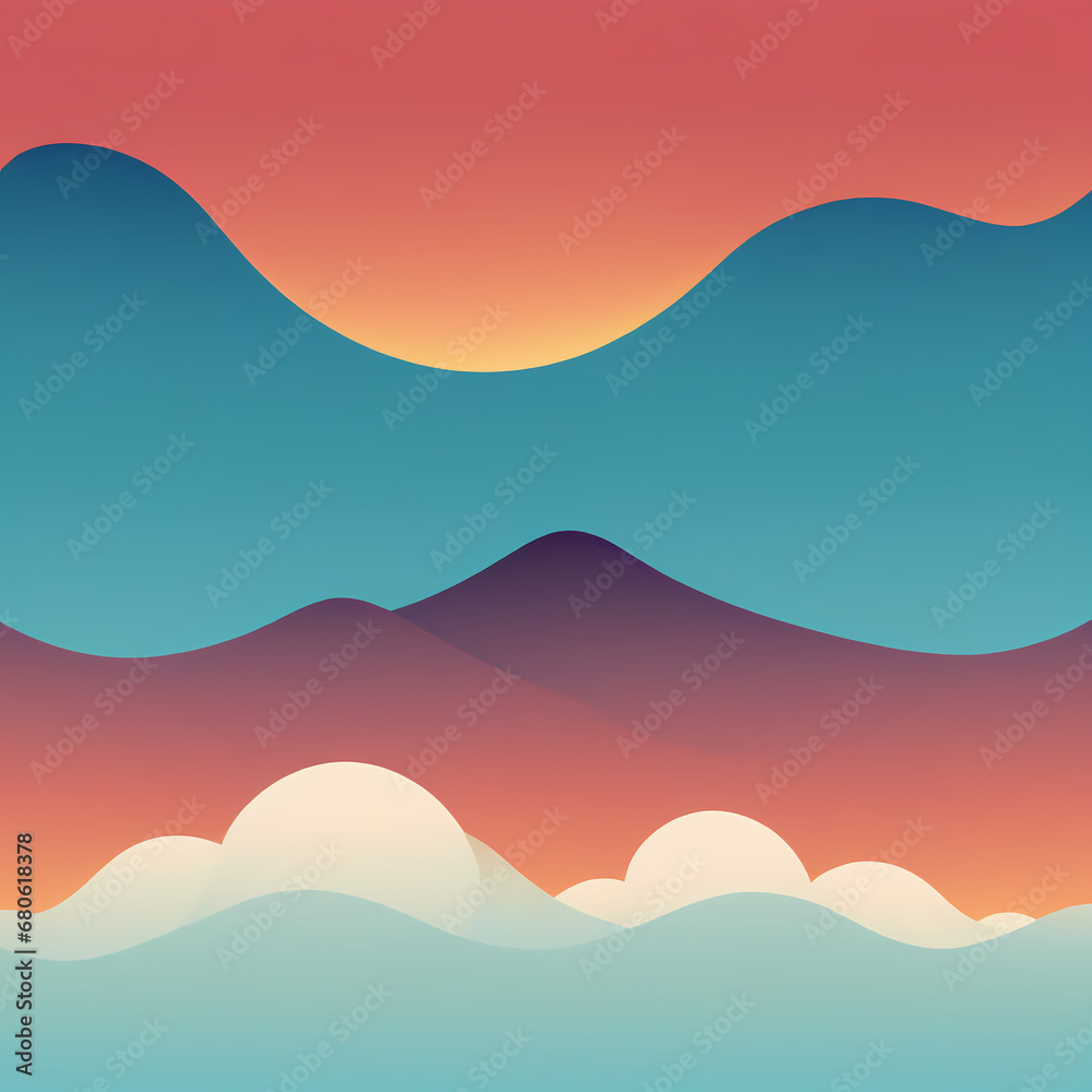 Clouds vintage abstract illustration. Generative AI