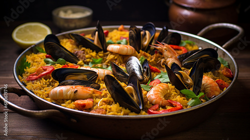 Exquisite Seafood Paella with Saffron and Fresh Herbs