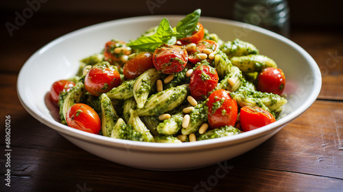 Flavorful Pesto Pasta with Cherry Tomatoes and Pine Nuts