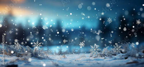 snowflakes falling on a silvery background photo