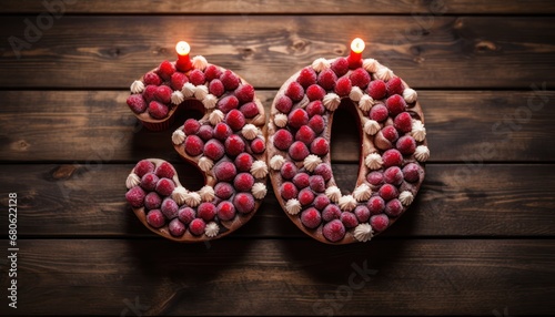 A Sweet Celebration: Number 30 Cake with Colorful Candles photo