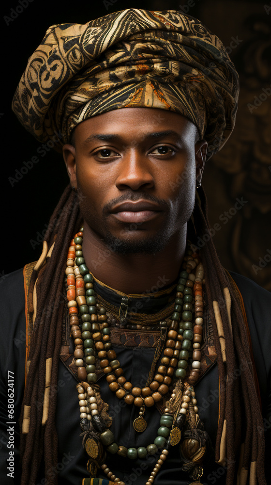 African Man in Traditional Garb. Portrait of an African Gentleman
