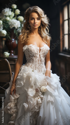 A wedding dress, carefully chosen by the bride