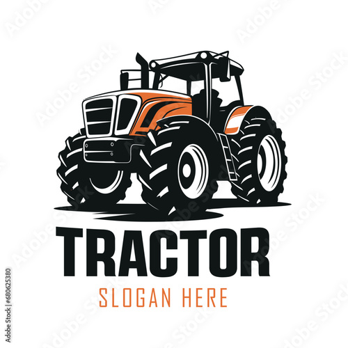 silhouette of a tractor illustration vector with black old tractor on white background