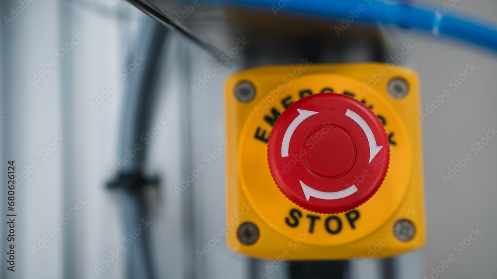 Emergency button for Press stop mechanics. Red stop button. Emergency button for Press stop mechanics. Red stop button.