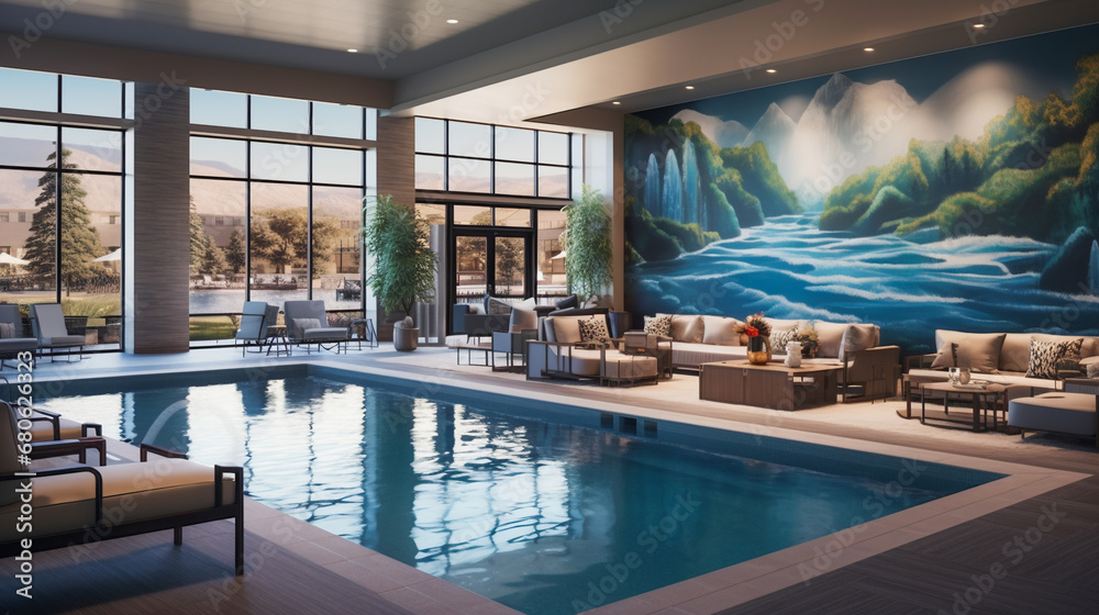Fototapeta premium Luxury swimming pool. elegant interior design