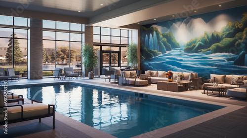 Luxury swimming pool. elegant interior design