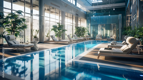 Luxury swimming pool. elegant interior design
