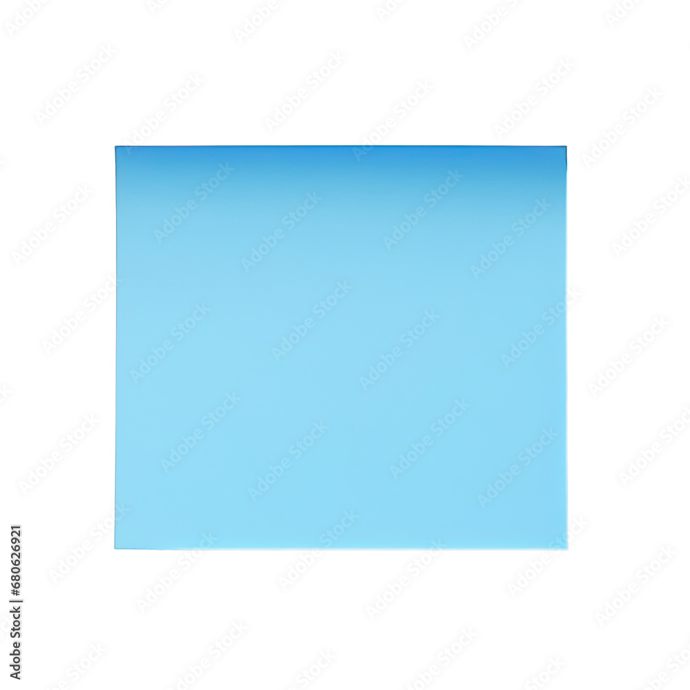 Blue stick note on isolated on transparent background, PNG file