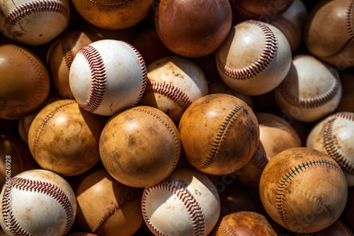 A pile of baseballs. Generative Ai photo