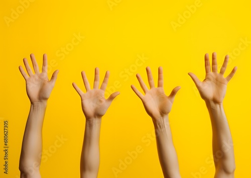 a group of people raising their hands in the air Generative AI