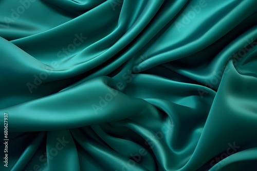 a close up of a green satin fabric Generative AI