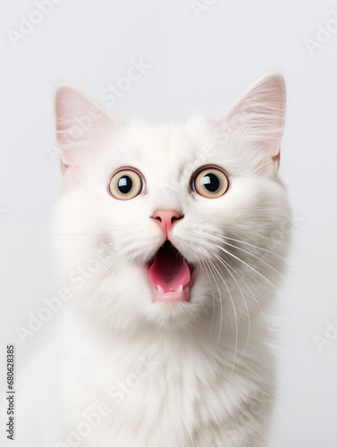 Cute Studio Portrait of Surprised Cat