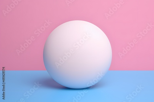 a white egg sitting on top of a blue and pink surface Generative AI