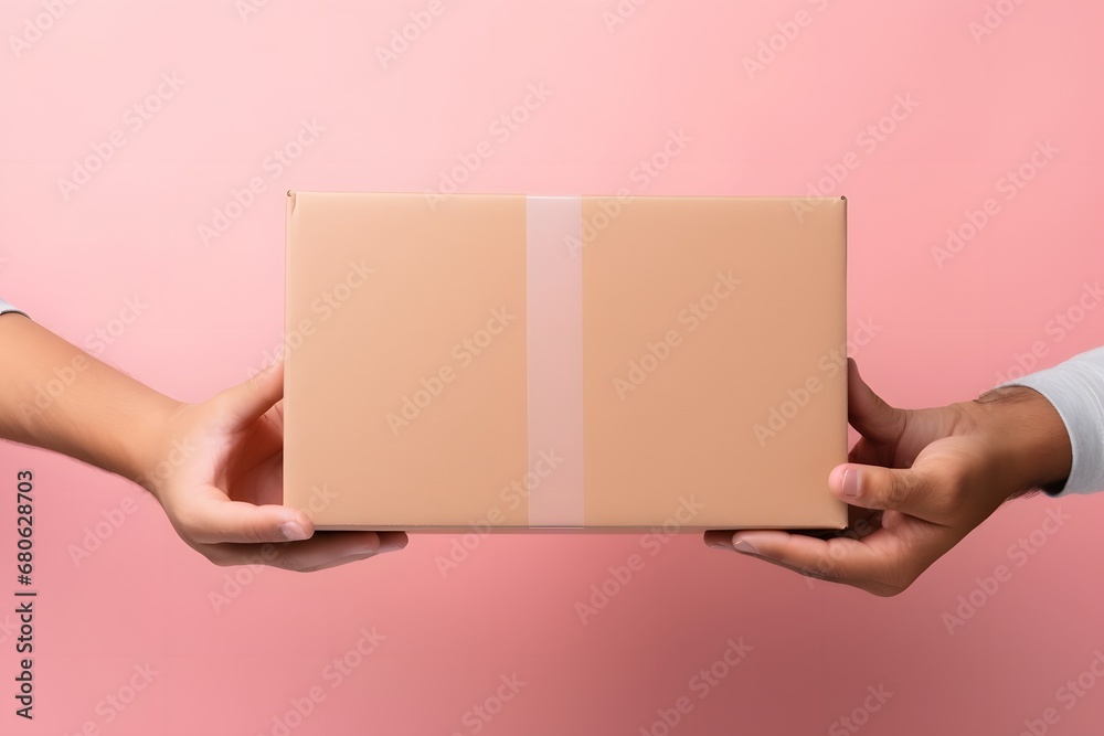a person handing a box to another person Generative AI a person handing a box to another person Generative AI