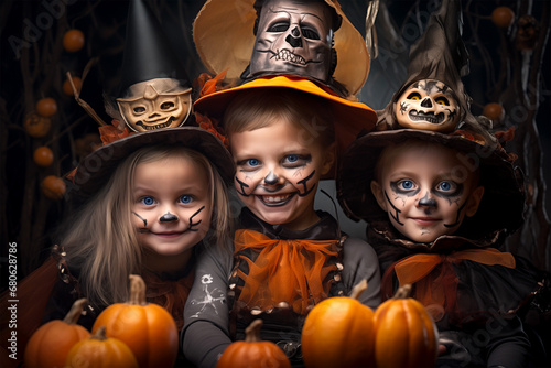 Halloween Kids Witch Zombie Skull Pumpkin